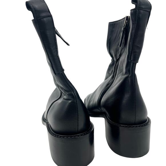 EVERLANE The City Boot Black Leather Pull Tab Side Zip Block Heel Size 7 NEW - Picture 6 of 8